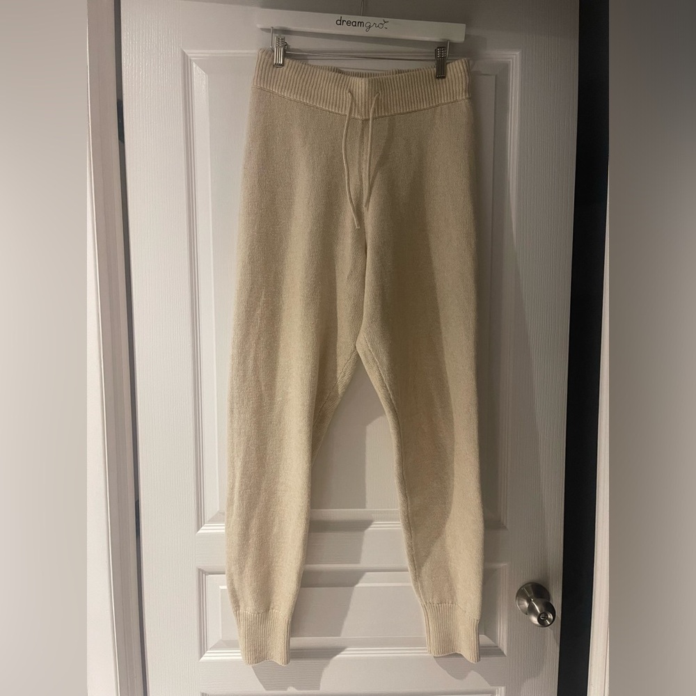 H&M Off-White Ribbed Sweater Pants